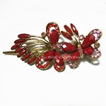 Haarspange Schmetterlinge aus Metall, Strass & Acryl, rot, 4500c